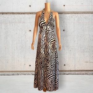 Zebra print silky maxi dress